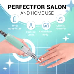 Professional Nails Drill Machine - Electric, Cordless, 35000 RPM, HD Display for Salon & Home Use (Handpiece - Mermaid)