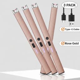 1PC/3PCS Plasma Candle Lighters Windproof Flameless Electric Lighter LED Power Display Safety Switch USB-C Rechargeable Camping
