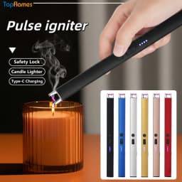 1PC/3PCS Plasma Candle Lighters Windproof Flameless Electric Lighter LED Power Display Safety Switch USB-C Rechargeable Camping