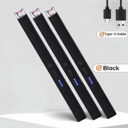 1PC/3PCS Plasma Candle Lighters Windproof Flameless Electric Lighter LED Power Display Safety Switch USB-C Rechargeable Camping