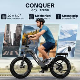 Cybervelo EK12 1500W Peak Step-Thru Electric Bike for Adults 20" Fat Tire 7-Speed Commuter E-Bike Up to 80 Miles Long Range 48V 20Ah Removable Battery