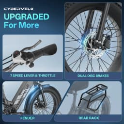 Cybervelo EK12 1500W Peak Step-Thru Electric Bike for Adults 20" Fat Tire 7-Speed Commuter E-Bike Up to 80 Miles Long Range 48V 20Ah Removable Battery
