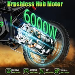 R3 50MPH Electric Dirt Bike 60V25Ah 1500Wh Battery 6000W Electric Bike Max 50Miles Ebike 19" Motorcycle Dual Hydraulic Brake