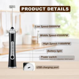 Handheld Milk Coffee Frother Rechargeable Electric Whisk Drink Mixer For Latte Cappuccino Hot Chocolate Egg Kitchen Whisk Gadget