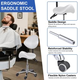 Saddle Chair with Back Support | Rolling Adjustable Esthetician Chair with Wheels | Heavy-Duty Massage Stool | for Massage Home Office Kitchen Clinic