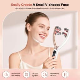 Doge&Vollar Facial Massager Face and Neck|Shaper & Slimmer for Women|Puffiness Reduction & Improved Circulation|Lymphatic Contour Face Brush Face Roller Lymphatic Drainage|Rechargeable for Home & Travel Use