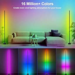 Smart RGB LED Corner Floor Lamp, App And Remote Control, Music Sync Color Changing Light, Modern Mood Lighting for Living Room Bedroom Gaming Setup