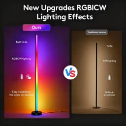 Smart RGB LED Corner Floor Lamp, App And Remote Control, Music Sync Color Changing Light, Modern Mood Lighting for Living Room Bedroom Gaming Setup