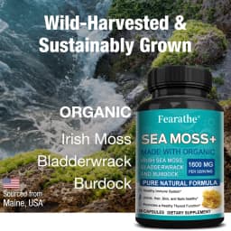 Sea Moss Capsules 1600mg - with Burdock, Bladderwrack for Thyroid and Immune Support, Cells, Skin, Hair, Nails, Gut Cleansing