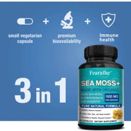 Sea Moss Capsules 1600mg - with Burdock, Bladderwrack for Thyroid and Immune Support, Cells, Skin, Hair, Nails, Gut Cleansing