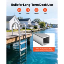 SucceBuy 3/4/5 Steps Removable Dock Ladder 500 lbs Pontoon Boat Swim Ladder with Non-Slip Wide PP Steps for Lake Marine Boarding