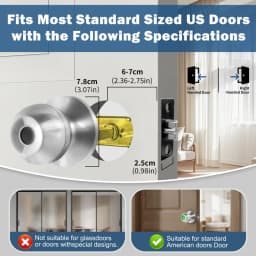 YFK TUYA Smart Life Fingerprint Door Lock Knob, Keyless Entry Bluetooth Electronic Door Lock with Tuya APP Control Password Key Unlock Auto Lock for Home Bedroom Office Hotel