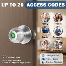 YFK TUYA Smart Life Fingerprint Door Lock Knob, Keyless Entry Bluetooth Electronic Door Lock with Tuya APP Control Password Key Unlock Auto Lock for Home Bedroom Office Hotel