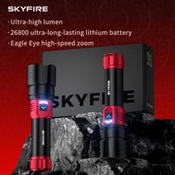 SKYFIRE new high-brightness LED rechargeable flashlight, which can be adjusted to 4 different modes, has a battery life of 17 hours and is suitable for camping, home use and outdoor activities.