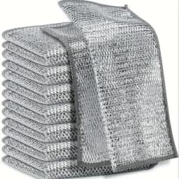 1/50pcs Magic Dishcloth Silver Wire Cleaning Kitchen Cloth Thickened Microfiber Wash Towel Built-in Sponge Steel Wire Ball Rag