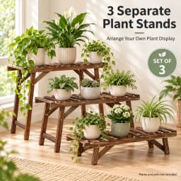 3 Tier Wood Plant Stand Display Rack Flower Pot Holder Planter Organizer for Home Garden Decor