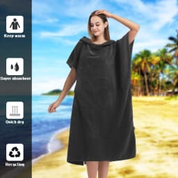 1 pc Mutao Changing Robe With Hood, Quick Dry Swimming Hooded Towel Surf Poncho, Terry Bathrobe, Windproof Beach Robe, Surfing Diving Swimmming Towel Poncho One Size Fit All