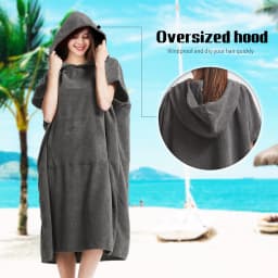 1 pc Mutao Changing Robe With Hood, Quick Dry Swimming Hooded Towel Surf Poncho, Terry Bathrobe, Windproof Beach Robe, Surfing Diving Swimmming Towel Poncho One Size Fit All