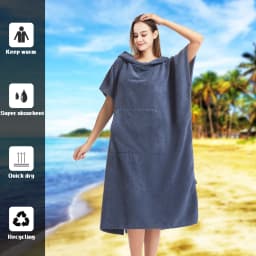 1 pc Mutao Changing Robe With Hood, Quick Dry Swimming Hooded Towel Surf Poncho, Terry Bathrobe, Windproof Beach Robe, Surfing Diving Swimmming Towel Poncho One Size Fit All