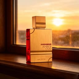 Al Haramain Amber Oud Ruby Edition, The red gold contrasting bottle body is as hot as a gemstone, and the sweet fragrance of berries and roses begins, light and long-lastin.g