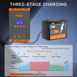 PowMr 60A MPPT Solar Charger Controller 12V/24V/36V/48V LCD Dispaly Max Solar Panel PV 160V Support Parallel Max 12 Units Fit for Home RV Boat Camp