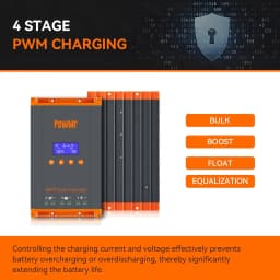 PowMr 60A MPPT Solar Charger Controller 12V/24V/36V/48V LCD Dispaly Max Solar Panel PV 160V Support Parallel Max 12 Units Fit for Home RV Boat Camp