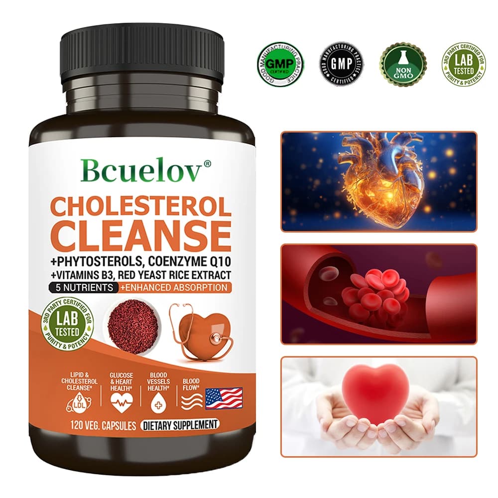Niacinamide, Red Yeast Rice, Black Pepper Extract, Cholesterol Cleanser - Helps Lower Cholesterol Levels, 120 Capsules