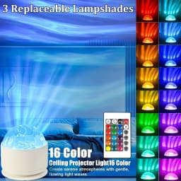 2 RGB Remote Control Wave Projector Lamp | Adjustable Aurora and Galaxy Night Lights, Stepless Dimming, Ideal for Bedrooms, Home Theaters, and Dome Lighting, USB Rechargeable, Multiple Colors