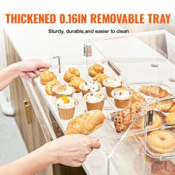 SucceBuy 2/3-Tier Commercial Acrylic Pastry Bakery Display Case with Rear Door Access & Removable Shelves for Donut Bagels Cake
