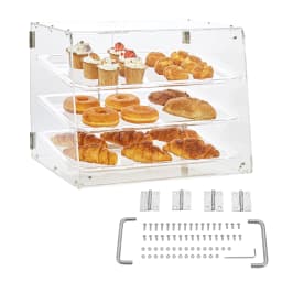 SucceBuy 2/3-Tier Commercial Acrylic Pastry Bakery Display Case with Rear Door Access & Removable Shelves for Donut Bagels Cake
