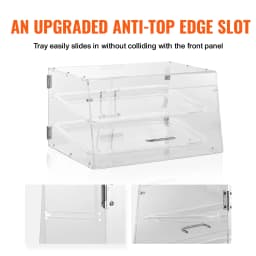 SucceBuy 2/3-Tier Commercial Acrylic Pastry Bakery Display Case with Rear Door Access & Removable Shelves for Donut Bagels Cake