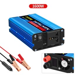 Power Inverter 1600W-10000W Pure Sine Wave12V/24V DC to 110V/220V Converter with Type-C Ports 2 AC Power Outlets  LCD Display