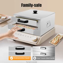 Chinese Rice Noodle Roll Food Steamer with Extra Tray Stainless Steel Square Tier/Layer Cooking Cuisine Top Open RecipeCookware