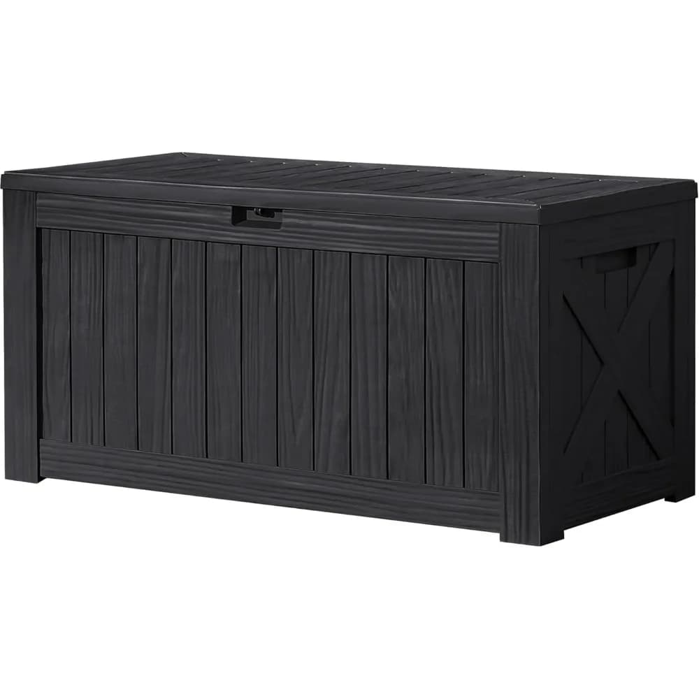 Devoko 120 Gallon Deck Box Resin Outdoor Storage Box Waterproof for Patio, Large Outdoor Storage Bench Lockable for Outside