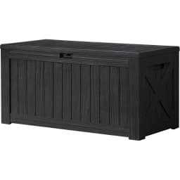 Devoko 120 Gallon Deck Box Resin Outdoor Storage Box Waterproof for Patio, Large Outdoor Storage Bench Lockable for Outside
