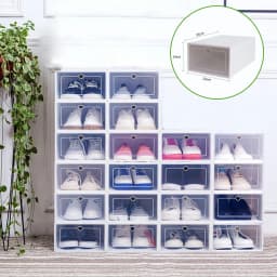 20PCS Foldable Flip Shoe Boxes Set, Shoe Rack Stackable Storage Container Plastic Clear Shoe Case Home Organizer 33*23*14cm