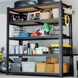 Heavy-Duty 5-Tier Adjustable Metal Shelving Unit with Pegboard Panel System - Capacity Suitable for Basement, Garage, Warehouse