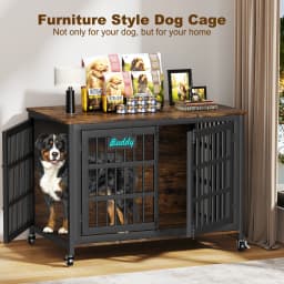 Dog Crate Furniture with Casters,Heavy Duty Dog Kennel Indoor for Large and Medium Dogs,Decorate House as TV Stand,Bedside Table