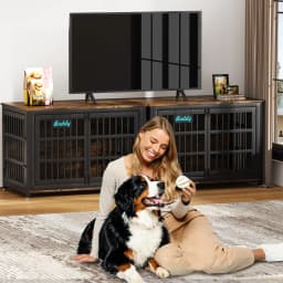 Dog Crate Furniture with Casters,Heavy Duty Dog Kennel Indoor for Large and Medium Dogs,Decorate House as TV Stand,Bedside Table