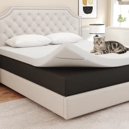 JHK 4 Inch Mattress Topper with Fabric Cover Memory Foam Thick Gel Infused Cooling Toppers Pad and Breathable Bed Topper