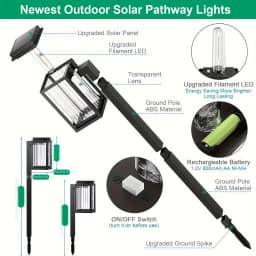 2/6 Pack Solar Pathway Garden Lights Outdoor Waterproof Landscape for Yard Patio Walkway Driveway Decor Solar Lawn Lamp Lighting