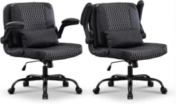 TCGBKAF Ergonomic Office Chair Criss Cross Chair with Flip Backrest PU Leather Adjustable Height Swivel Chair with Flip Up Arms