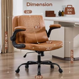 TCGBKAF Ergonomic Office Chair Criss Cross Chair with Flip Backrest PU Leather Adjustable Height Swivel Chair with Flip Up Arms