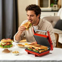 1000W Electric Sandwich Maker Panini Press Grill 180° Open Non-Stick Plates Easy Clean Breakfast Machine 120V US Plug