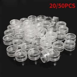 20/50pcs 2-5g Sample Clear Cream Jar Mini Cosmetic Bottles Containers Transparent Pot For Nail Arts Small Clear Can Tin For Balm