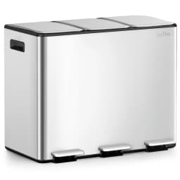 mVm Trash Can Stainless 60L/40L/45L Kitchen Step Trash Bin for Recycling Waste Sorting Soft Close Lid Double Lid