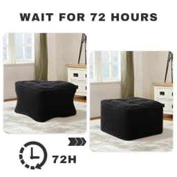 Black Corduroy Square Ottoman Footstool, Tufted Upholstered Footrest for Living Room Bedroom