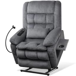 Dual Motor Lift Recliner Heat Massage Infinite Position Cup Phone Holder USB Arms Pillow Elderly Gray L Customized