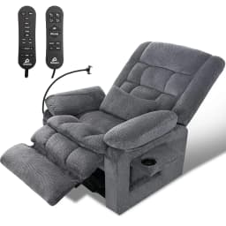 Dual Motor Lift Recliner Heat Massage Infinite Position Cup Phone Holder USB Arms Pillow Elderly Gray L Customized