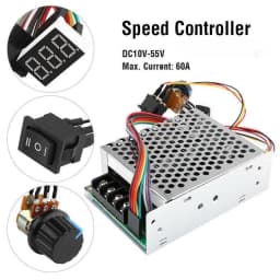 Digit DC10-55V Motor Speed Controller 60A PWM Speed Controller with Switch Digital Display CW CCW Reversible 12V 24V 36V